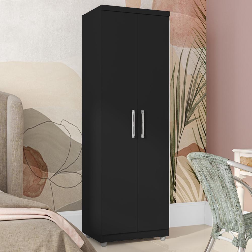 Armario Multiuso 2 Portas 190x60 Cm Sabrina Preto Reajl Moveis Preto - 2