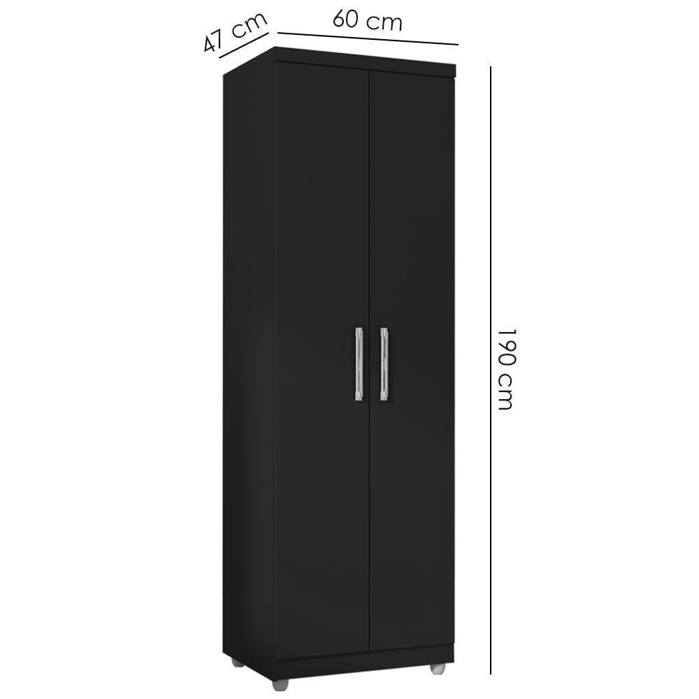 Armario Multiuso 2 Portas 190x60 Cm Sabrina Preto Reajl Moveis Preto - 3
