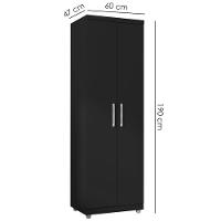 Armario Multiuso 2 Portas 190x60 Cm Sabrina Preto Reajl Moveis Preto - 3