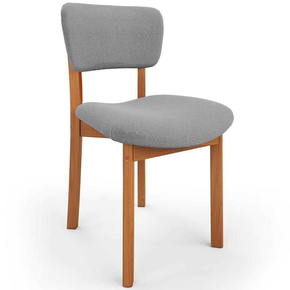 Cadeira Para Sala De Jantar Cozinha Living Estofada Dara L02 Bouclê Cinza - Lyam Decor - 1