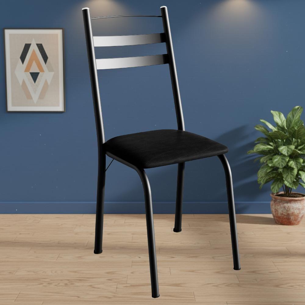 Cadeira Tubular America 061 Preto Assento Preto Brilhante Artef Preto Brilhante - 2