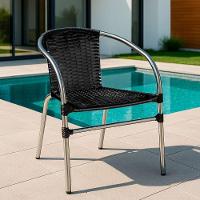 Cadeira Pool Alumínio Fibra Sintética Gourmet Acesse Móveis Preto - 1