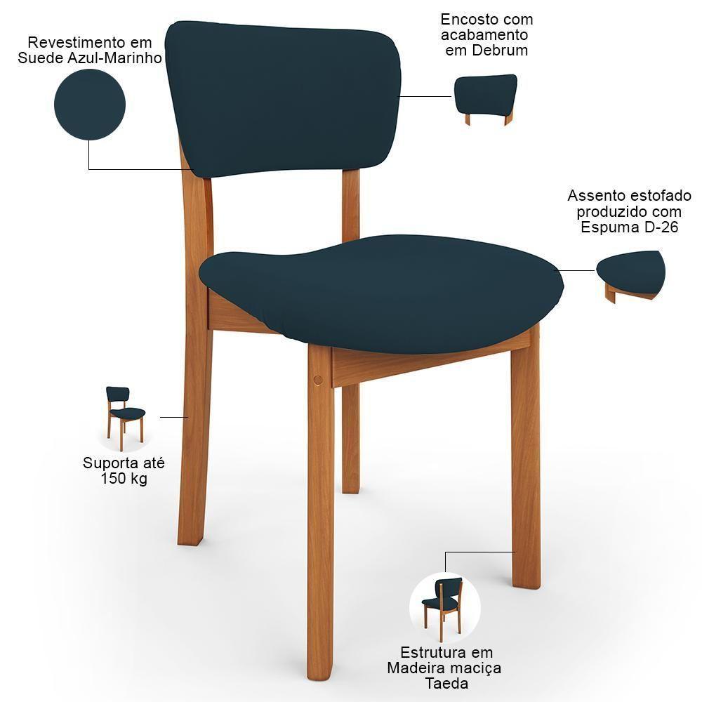 Cadeira Para Sala De Jantar Cozinha Living Estofada Dara L02 Suede Azul Marinho - Lyam Decor - 4
