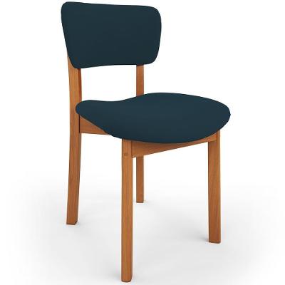 Cadeira Para Sala De Jantar Cozinha Living Estofada Dara L02 Suede Azul Marinho - Lyam Decor