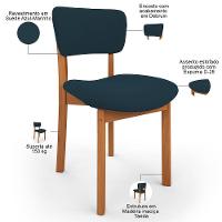 Cadeira Para Sala De Jantar Cozinha Living Estofada Dara L02 Suede Azul Marinho - Lyam Decor