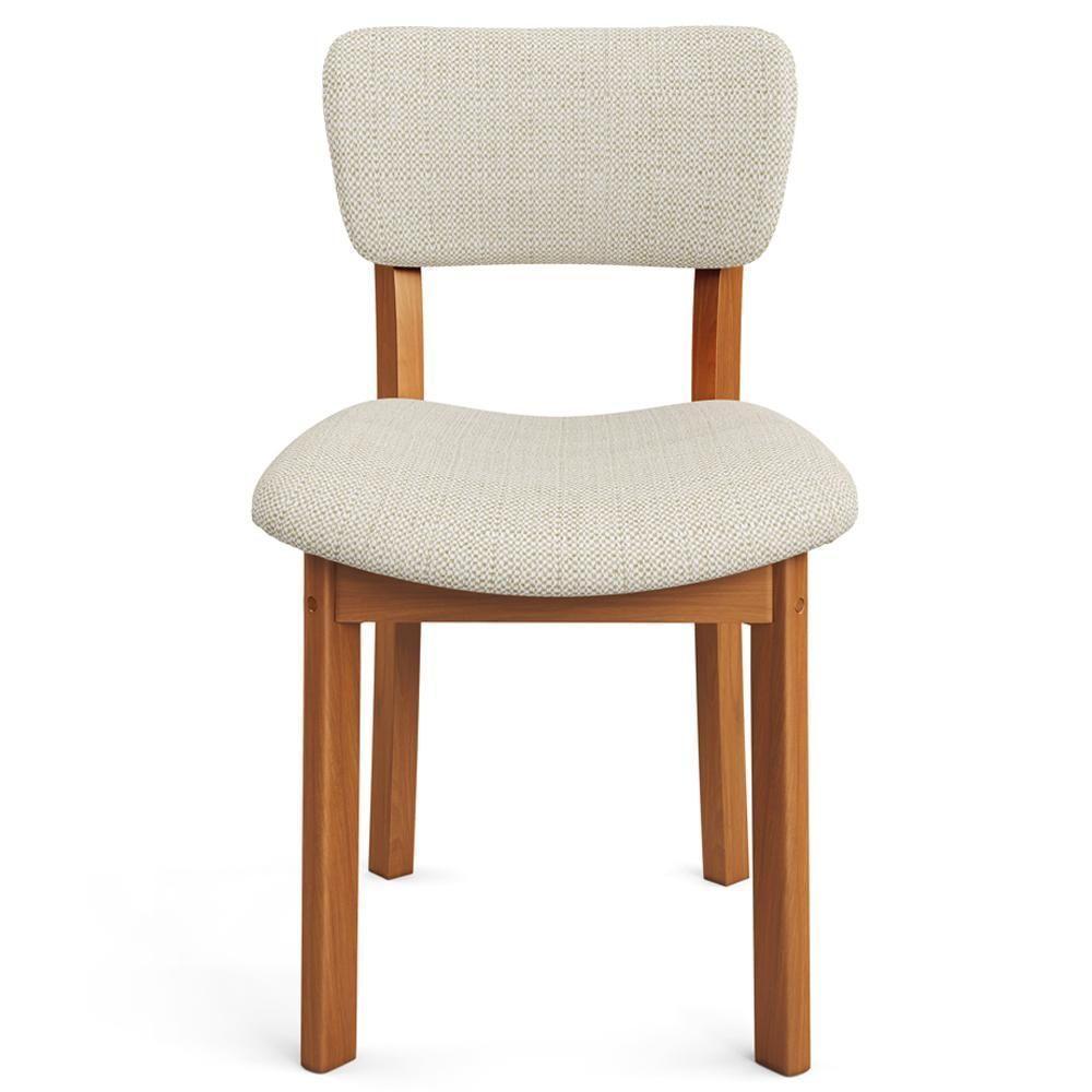 Cadeira Para Sala De Jantar Cozinha Living Estofada Dara L02 Linho Champagne - Lyam Decor - 3