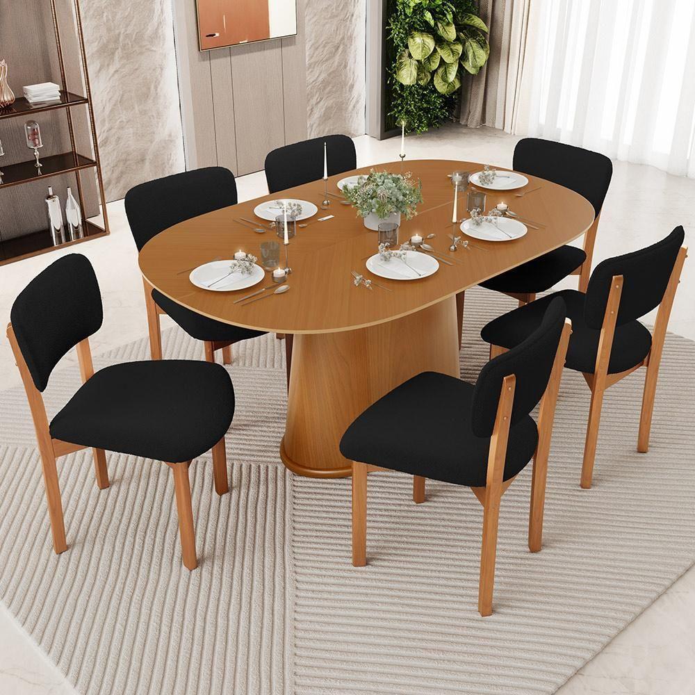 Cadeira Para Sala De Jantar Cozinha Living Estofada Dara L02 Bouclê Preto - Lyam Decor - 2