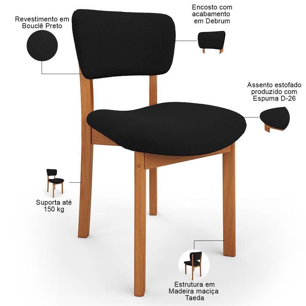 Cadeira Para Sala De Jantar Cozinha Living Estofada Dara L02 Bouclê Preto - Lyam Decor - 4