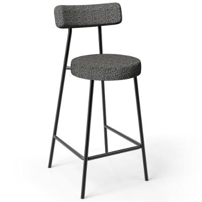 Banqueta Baixa Para Cozinha Sala De Jantar Bar Bancada Milão L02 Linho Mescla Chumbo - Lyam Decor