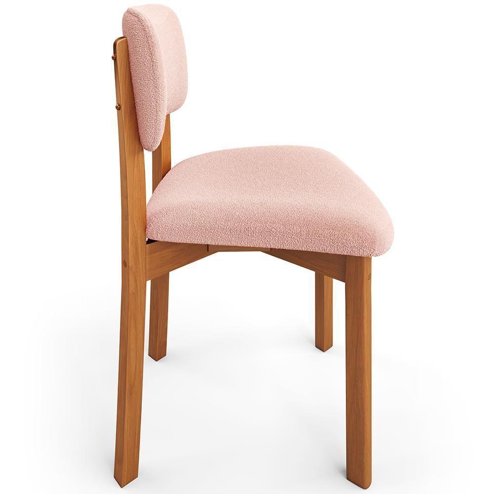 Cadeira Para Sala De Jantar Cozinha Living Estofada Dara L02 Bouclê Rosê - Lyam Decor - 6