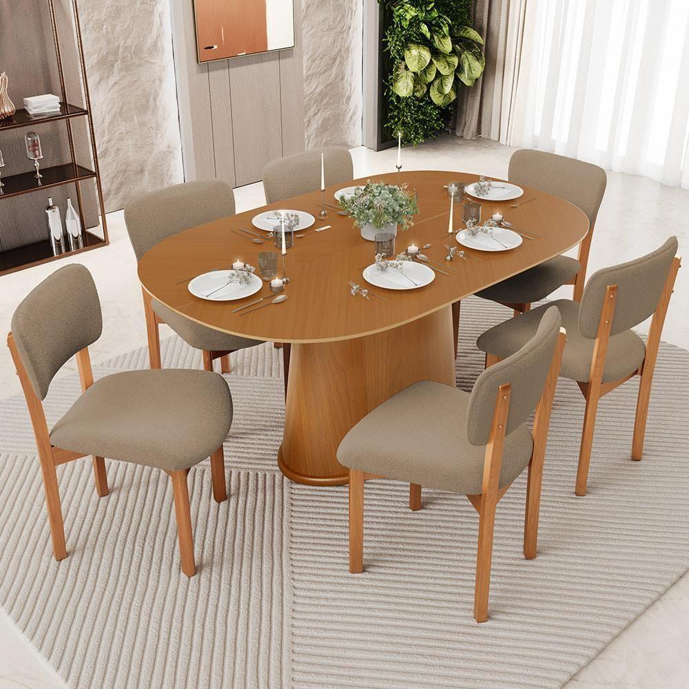 Cadeira Para Sala De Jantar Cozinha Living Estofada Dara L02 Bouclê Bege - Lyam Decor - 2