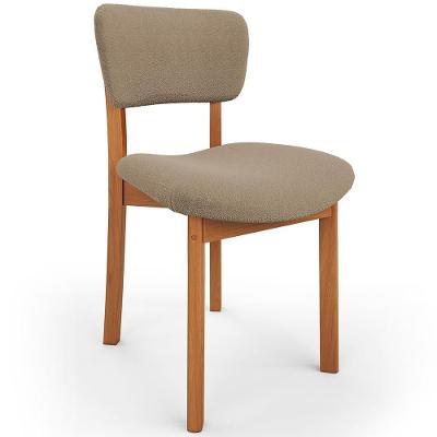 Cadeira Para Sala De Jantar Cozinha Living Estofada Dara L02 Bouclê Bege - Lyam Decor