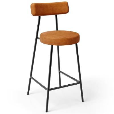 Banqueta Baixa Para Cozinha Sala De Jantar Bar Bancada Milão L02 Couríssimo Canela - Lyam Decor