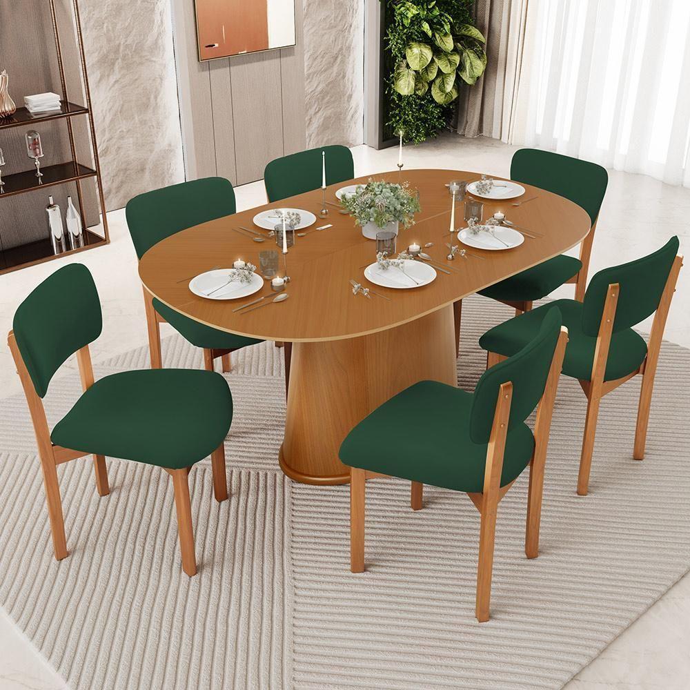 Kit 05 Cadeiras Para Sala De Jantar Cozinha Living Estofada Dara L02 Suede Verde Musgo - Lyam Decor - 2