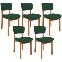 Kit 05 Cadeiras Para Sala De Jantar Cozinha Living Estofada Dara L02 Suede Verde Musgo - Lyam Decor - 1