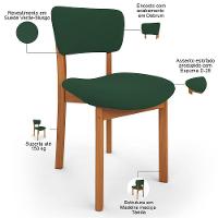 Kit 05 Cadeiras Para Sala De Jantar Cozinha Living Estofada Dara L02 Suede Verde Musgo - Lyam Decor