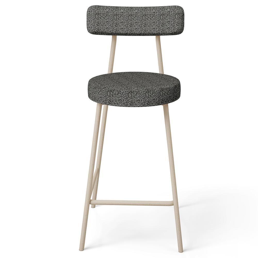 Kit 05 Banquetas Baixa Cozinha Sala Jantar Bancada Milão Arena L02 Linho Mescla Chumbo - Lyam Decor - 3