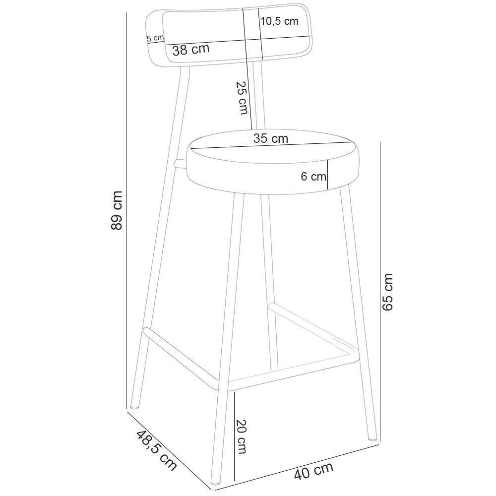 Kit 05 Banquetas Baixa Cozinha Sala Jantar Bancada Milão Arena L02 Linho Mescla Chumbo - Lyam Decor - 5