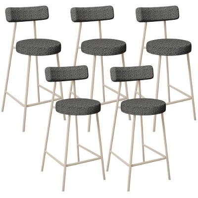 Kit 05 Banquetas Baixa Cozinha Sala Jantar Bancada Milão Arena L02 Linho Mescla Chumbo - Lyam Decor