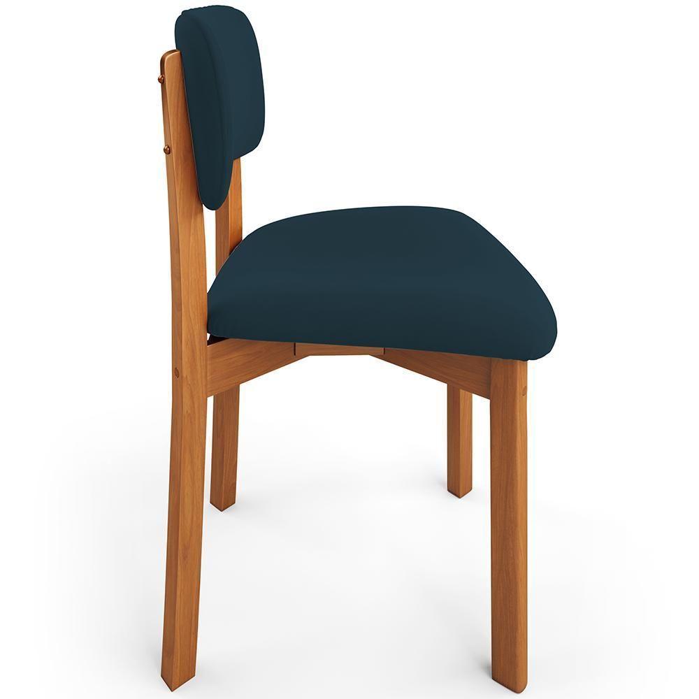 Kit 05 Cadeiras Para Sala De Jantar Cozinha Living Estofada Dara L02 Suede Azul Marinho - Lyam Decor - 6