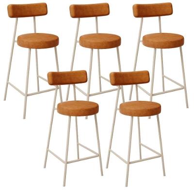 Kit 05 Banquetas Baixa Cozinha Sala Jantar Bancada Milão Arena L02 Couríssimo Canela - Lyam Decor