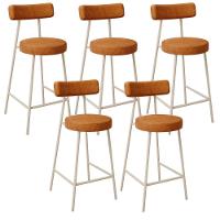 Kit 05 Banquetas Baixa Cozinha Sala Jantar Bancada Milão Arena L02 Couríssimo Canela - Lyam Decor - 1