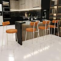 Kit 05 Banquetas Baixa Cozinha Sala Jantar Bancada Milão Arena L02 Couríssimo Canela - Lyam Decor - 2