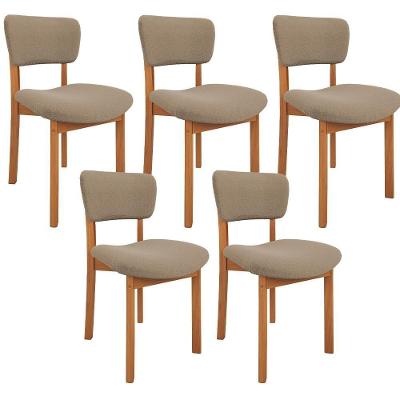 Kit 05 Cadeiras Para Sala De Jantar Cozinha Living Estofada Dara L02 Bouclê Bege - Lyam Decor