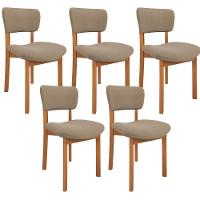 Kit 05 Cadeiras Para Sala De Jantar Cozinha Living Estofada Dara L02 Bouclê Bege - Lyam Decor - 1