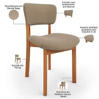 Kit 05 Cadeiras Para Sala De Jantar Cozinha Living Estofada Dara L02 Bouclê Bege - Lyam Decor