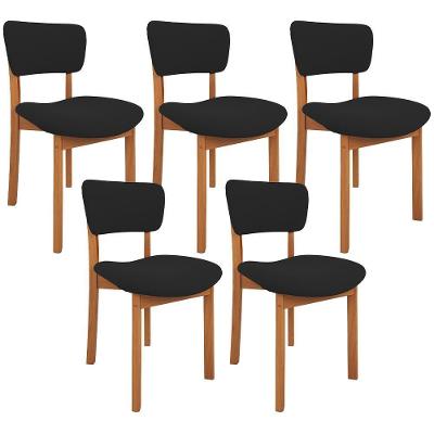 Kit 05 Cadeiras Para Sala De Jantar Cozinha Living Estofada Dara L02 Suede Preto - Lyam Decor