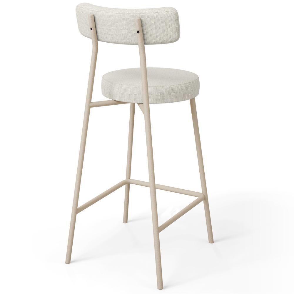 Kit 05 Banquetas Baixa Cozinha Sala Jantar Bancada Milão Arena L02 Linho Champagne - Lyam Decor - 7