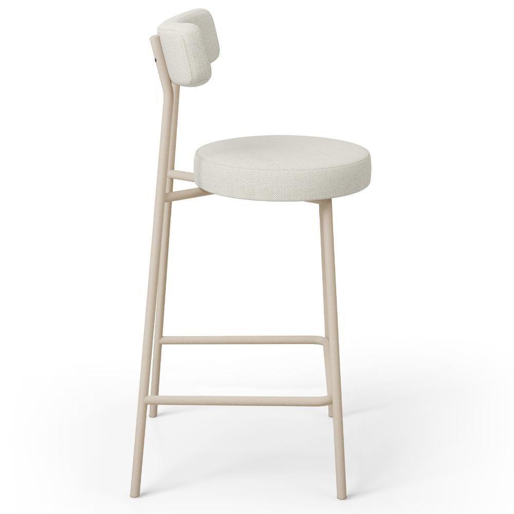 Kit 05 Banquetas Baixa Cozinha Sala Jantar Bancada Milão Arena L02 Linho Champagne - Lyam Decor - 8