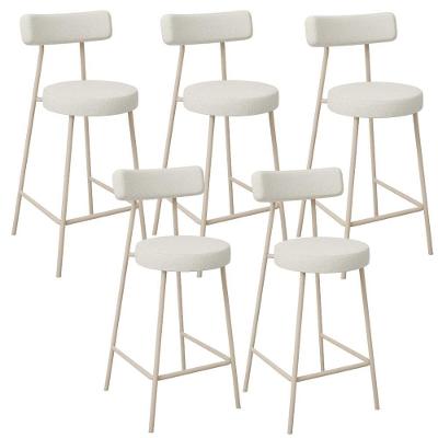 Kit 05 Banquetas Baixa Cozinha Sala Jantar Bancada Milão Arena L02 Linho Champagne - Lyam Decor