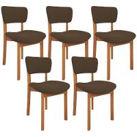 Kit 05 Cadeiras Para Sala De Jantar Cozinha Living Estofada Dara L02 Suede Marrom - Lyam Decor - 1