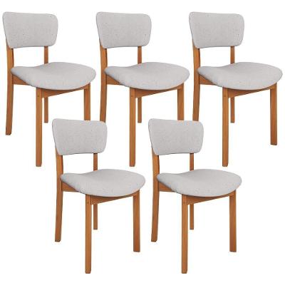 Kit 05 Cadeiras Para Sala De Jantar Cozinha Living Estofada Dara L02 Linho Cinza - Lyam Decor