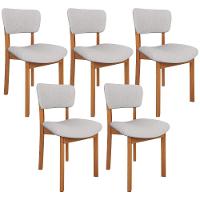 Kit 05 Cadeiras Para Sala De Jantar Cozinha Living Estofada Dara L02 Linho Cinza - Lyam Decor - 1