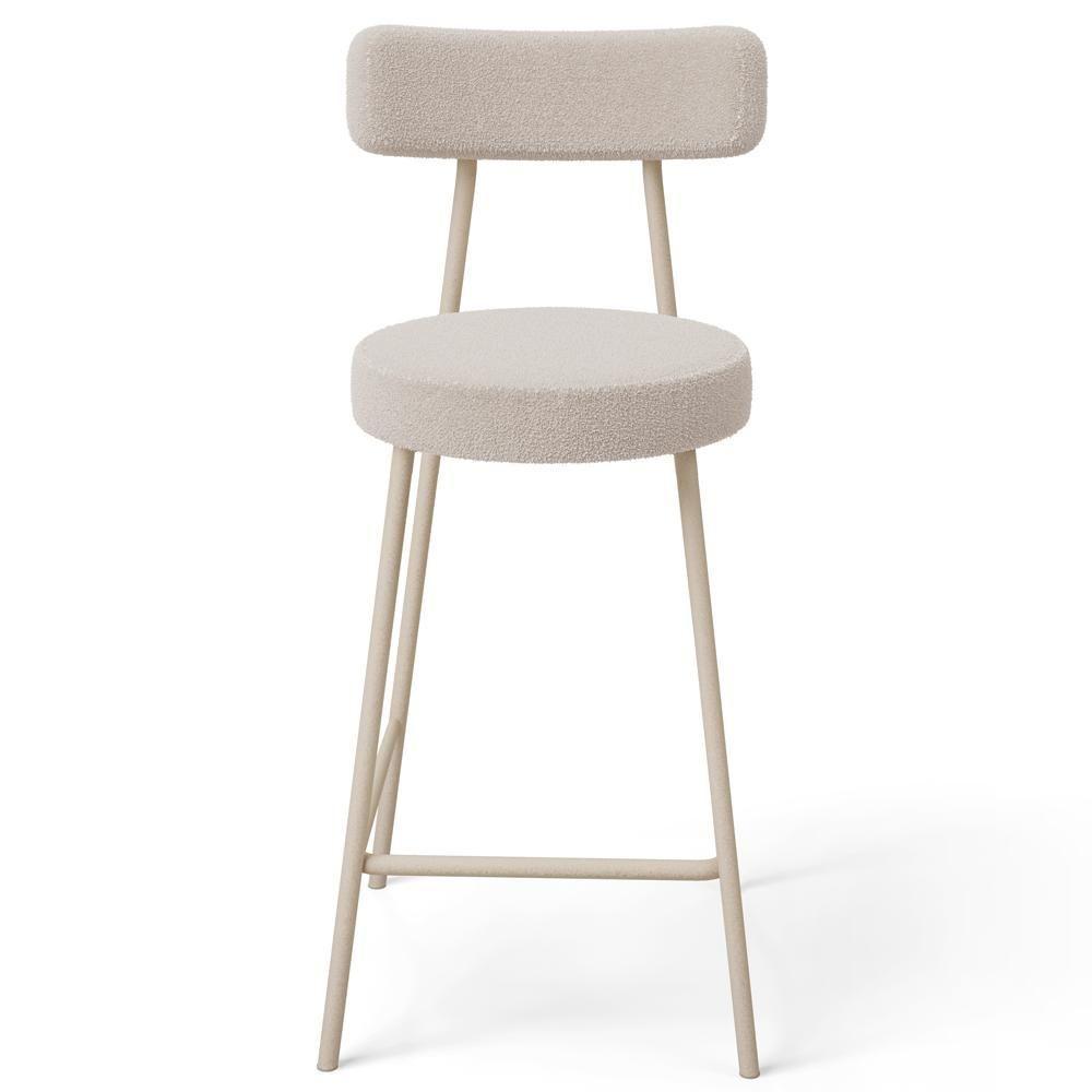 Kit 05 Banquetas Baixa Cozinha Sala Jantar Bancada Milão Arena L02 Bouclê Bege - Lyam Decor - 3