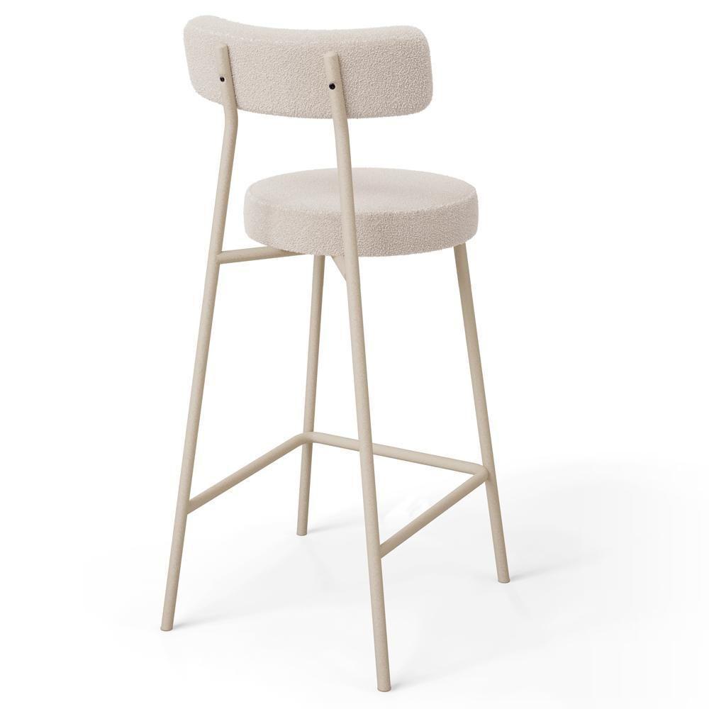 Kit 05 Banquetas Baixa Cozinha Sala Jantar Bancada Milão Arena L02 Bouclê Bege - Lyam Decor - 7