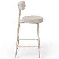 Kit 05 Banquetas Baixa Cozinha Sala Jantar Bancada Milão Arena L02 Bouclê Bege - Lyam Decor - 6