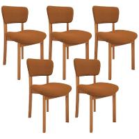 Kit 05 Cadeiras Para Sala De Jantar Cozinha Living Estofada Dara L02 Bouclê Terracota - Lyam Decor - 1