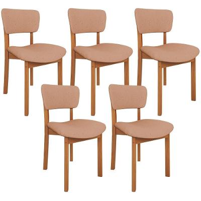 Kit 05 Cadeiras Para Sala De Jantar Cozinha Living Estofada Dara L02 Linho Rosê - Lyam Decor