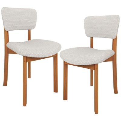 Kit 02 Cadeiras Para Sala De Jantar Cozinha Living Estofada Dara L02 Bouclê Cru - Lyam Decor