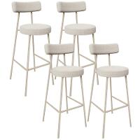 Kit 04 Banquetas Alta Bar Cozinha Sala De Jantar Aço Milão Arena L02 Bouclê Bege - Lyam Decor - 1