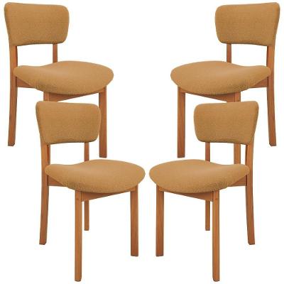 Kit 04 Cadeiras Para Sala De Jantar Cozinha Living Estofada Dara L02 Bouclê Mostarda - Lyam Decor