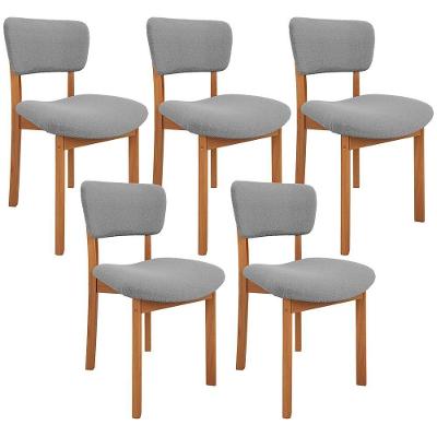 Kit 05 Cadeiras Para Sala De Jantar Cozinha Living Estofada Dara L02 Bouclê Cinza - Lyam Decor