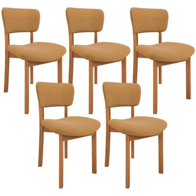 Kit 05 Cadeiras Para Sala De Jantar Cozinha Living Estofada Dara L02 Bouclê Mostarda - Lyam Decor