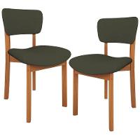 Kit 02 Cadeiras Para Sala De Jantar Cozinha Living Estofada Dara L02 Linho Verde Musgo - Lyam Decor - 1