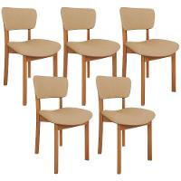 Kit 05 Cadeiras Para Sala De Jantar Cozinha Living Estofada Dara L02 Linho Bege Escuro - Lyam Decor - 1