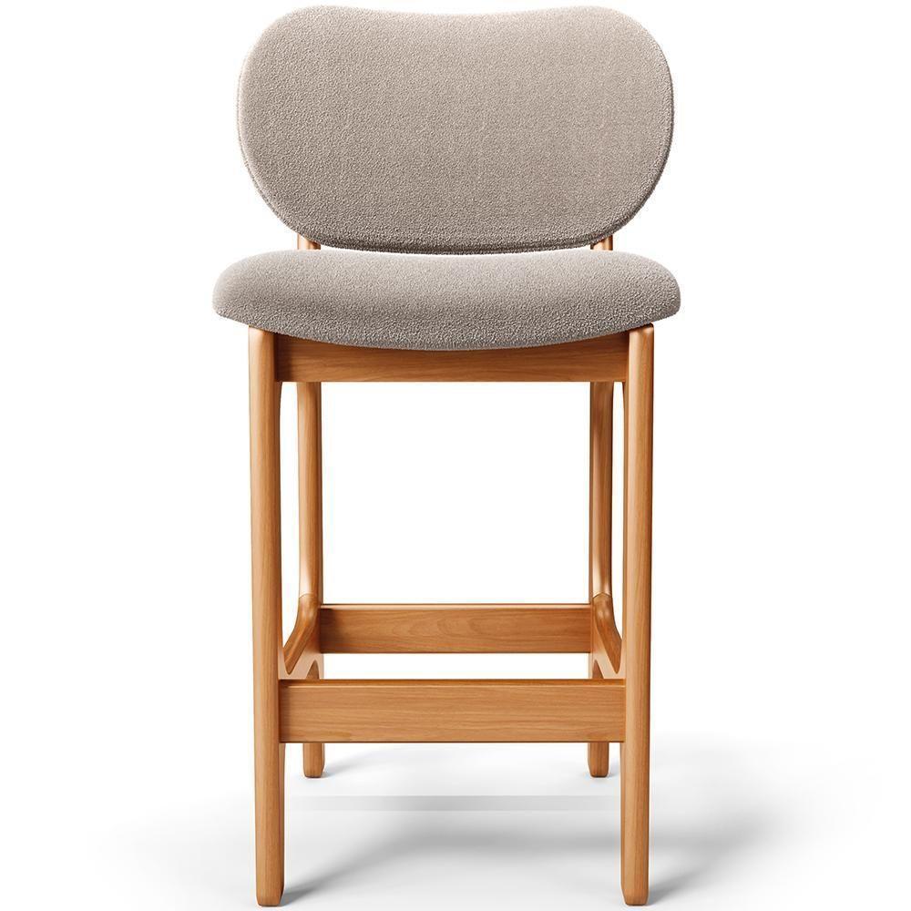 Kit 03 Banquetas Baixa Bar Cozinha E Sala De Jantar Fixa Betta L02 Imbuia Bouclê Bege - Lyam Decor - 3